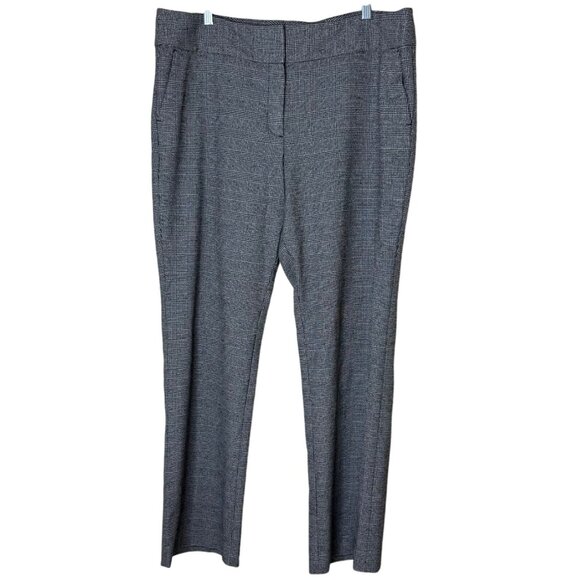 Ann Taylor Factory Glen Plaid Black White Dress Pants Stretch Straight Leg 16 - Picture 1 of 6